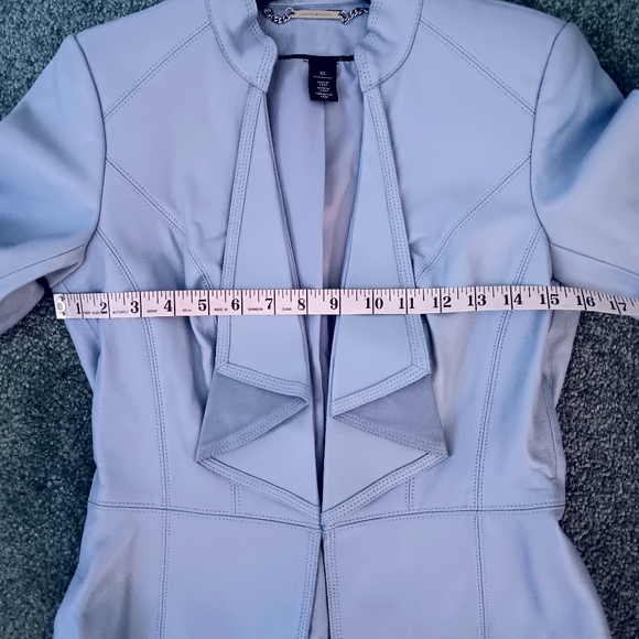 WHBM LIGHT BLUE LEATHER JACKET - Picture 12 of 16